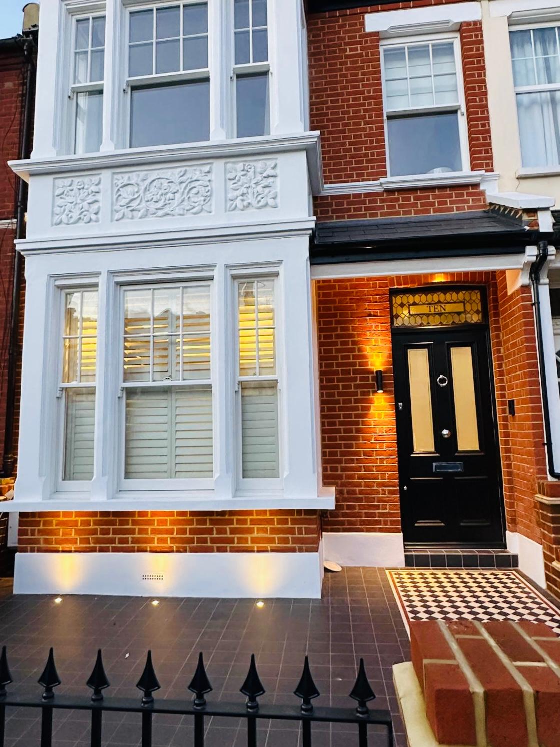 House front sash windows and front door